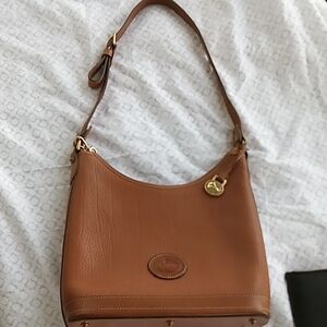 Elegant Tan Leather Shoulder Bag With Check Book Holder Wallet